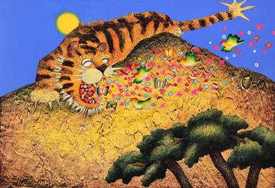 전준엽, '인생산수 - 호랑이의 꿈I'. 캔버스에 혼합 재료, 72.7 x 50cm. 2016.