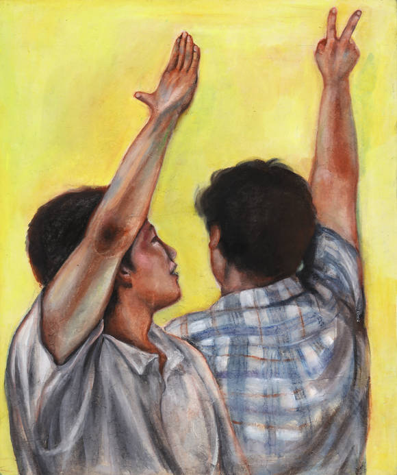 조원득, '룰(Rule)'. 71 × 60cm, 한지에 채색. 2016. (사진 = 신한갤러리 역삼)