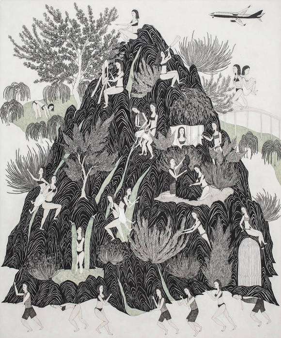 이지영, '인물원'. 72.5 × 61 cm, 종이 위에 연필. 2015. (사진 = 신한갤러리 역삼)