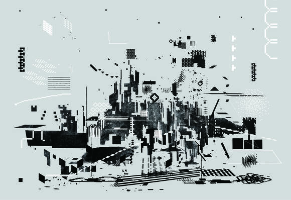 추미림, '뉴 그리드 001(New Grid 001). 112.1 x 162.2cm, 캔버스에 아크릴, 펜, 종이, 2016. (사진 = 트렁크 갤러리)