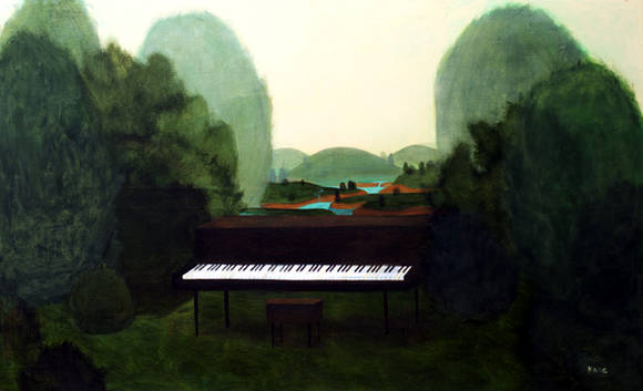 강준석, '피아노가 있던 숲'. 캔버스에 아크릴릭, 130 x 91cm. 2016.