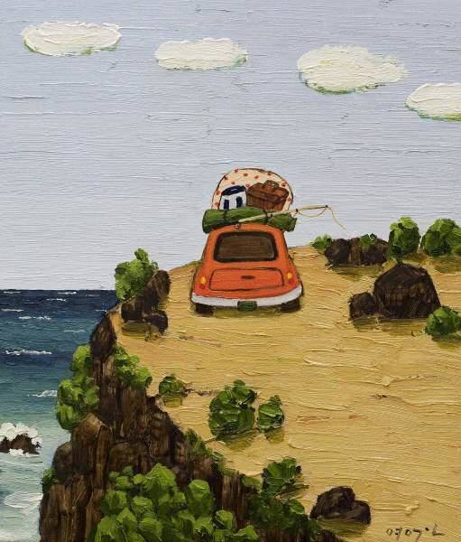 전영근, '여행Ⅱ- 바라보다'. 캔버스에 오일, 53 x 45.5cm. 2012.