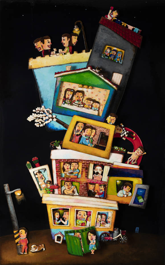 정도영, '다세대주택'. 혼합 재료, 90 x 146 x 7cm. 2016.