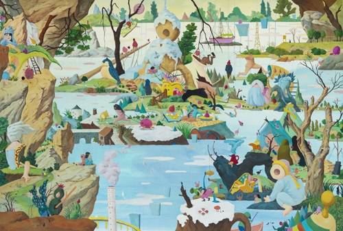 임현정, 'River Landscape(강 풍경)'. 캔버스 위에 오일과 아크릴, 130 × 164㎝. 2016.