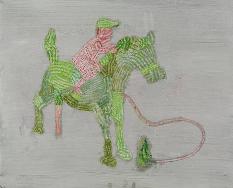 김명진, '어 홀스맨(A Horseman)'. 53 x 65cm, 장지에 한지 콜라주, 수성 안료. 2009. (사진 = 비컷갤러리)