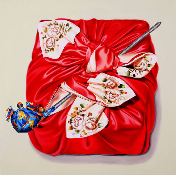 김시현, '더 프레셔스 메시지(The Precious Message)'. 캔버스에 오일, 80 x 80cm. 2013.