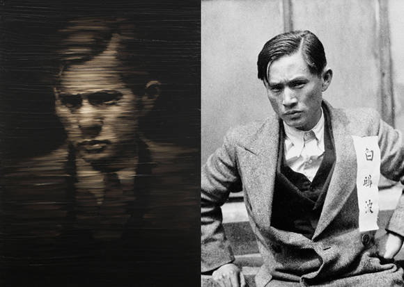 김상훈 작가의 작품 '백정기'(왼쪽)와 독립기념관이 제공한 아카이브 속의 백정기.(사진=그리고 갤러리, 독립기념관)