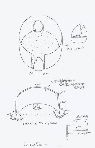 이 화백이 미리 공개한 설치작품 스케치. (사진 = 부산시립미술관)