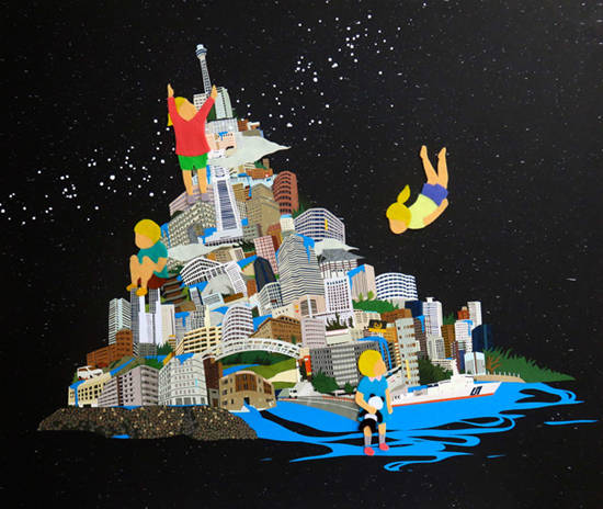 타케루 토요쿠라, '프래절 칠드런(Fragile Children)'. 종이, 펠트지, 53 x 45cm. 2015.