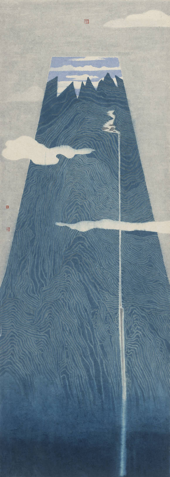 양시아오, '유_천(流_泉)'. 200 x 80cm, 종이 위에 수묵 채색. 2015. (사진 = 청화랑)