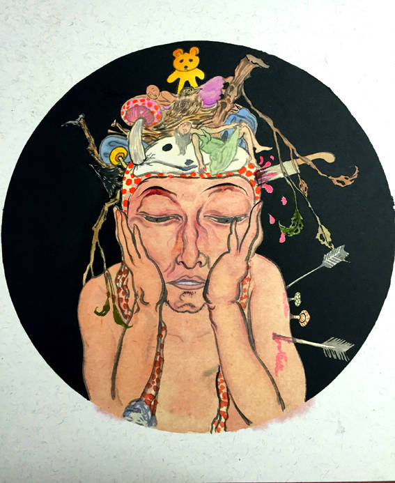 추이쉬에타오, '빈센트 헬스 피지오테라피 메디테이션 패키지(Vincent health physiotherapy meditation package)'. 종이 위에 수묵 채색, 50 x 50cm. 2016. (사진 = 청화랑)