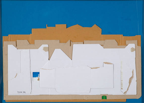 백영수, '모로코 풍경(Landscape of Morocco)'. 박스 콜라주, 55.5 x 77.5cm. 2016.