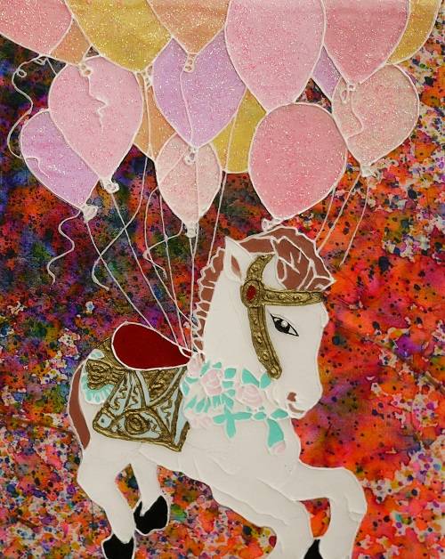 이나진, ‘인생의 회전목마, 인생은 회전목마일까…’. 혼합 매체, 14 x 18cm. 2011.