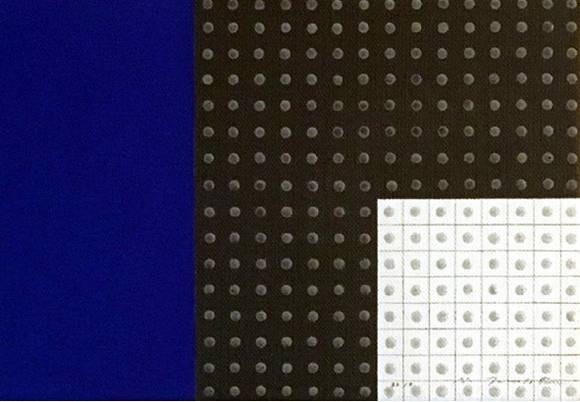 츠보타 마사히코, '닷·보더·컬러(Dot·Border·Colour)-1 T-05'. 캔버스에 유화,15.8 x 22.7cm. 2010.