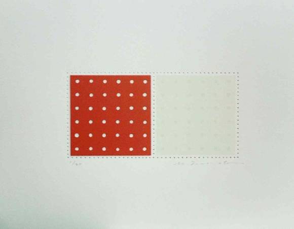 츠보타 마사히코, '컬러·닷·클리어(Colour·Dot·Clear)-F LTM-13'. 실크 스크린, 31.5 × 40.3cm. 2016.(Ed.3/20)