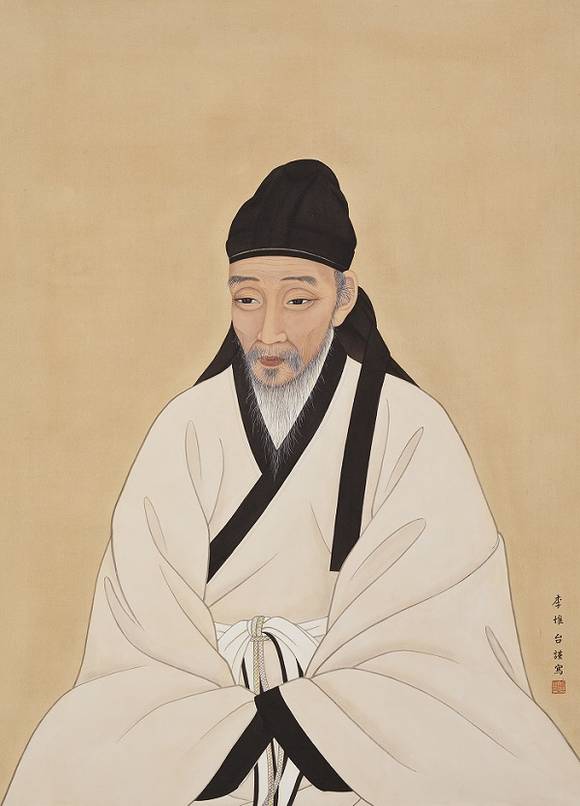 이유태, '퇴계 이황선생 영정(退溪 李滉先生 影幀)'. 비단에 채색, 120 × 84cm. 1974. 한국은행소장.(사진=이화여대 동양화 전공)