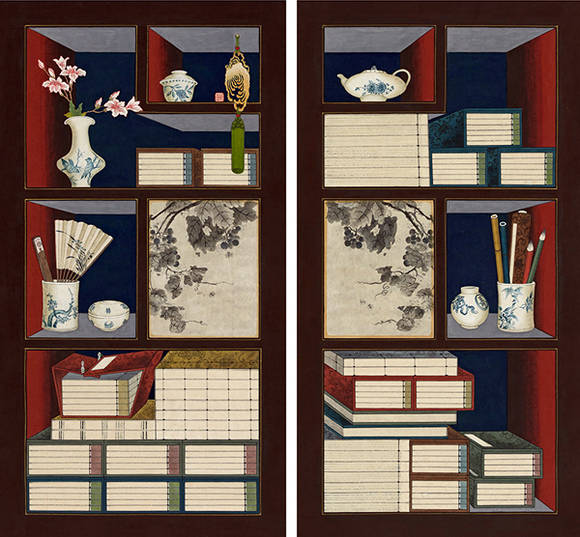 김기면, '기월의 어느 멋진날에'. 분채, 107 x 56cm(각). 2016.