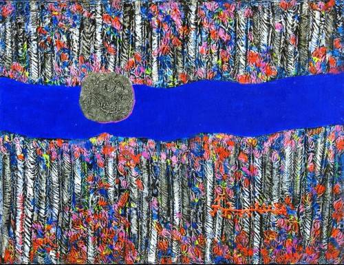 조원영, '생명의 기호'. 53 x 40.9cm, 금속 위에 복합재료. (사진 = 아트리에 갤러리)