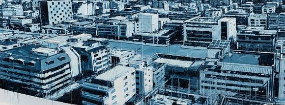 이상용, '바라보기'. 캔버스에 오일, 193,9 x 521.2cm. 2016.