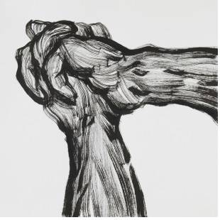 노승표, '1회초'. 켄트지에 먹, 39.4 x 39.4cm. 2016.