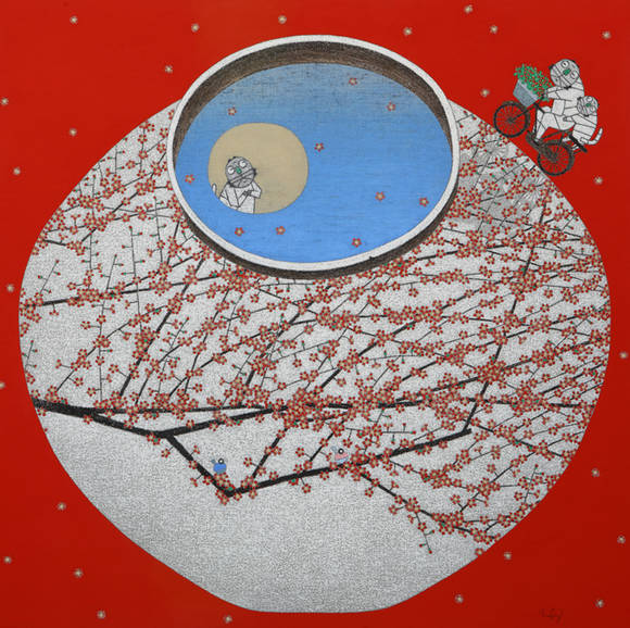 모용수, '사랑합니다'. 캔버스에 오일, 100 x 100cm. 2015. (사진 = 갤러리조은)