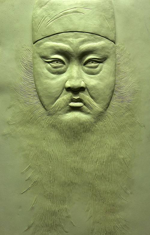 오원영, '공재 윤두서'. 레진, 40 x 70 x 2 cm. 2016.