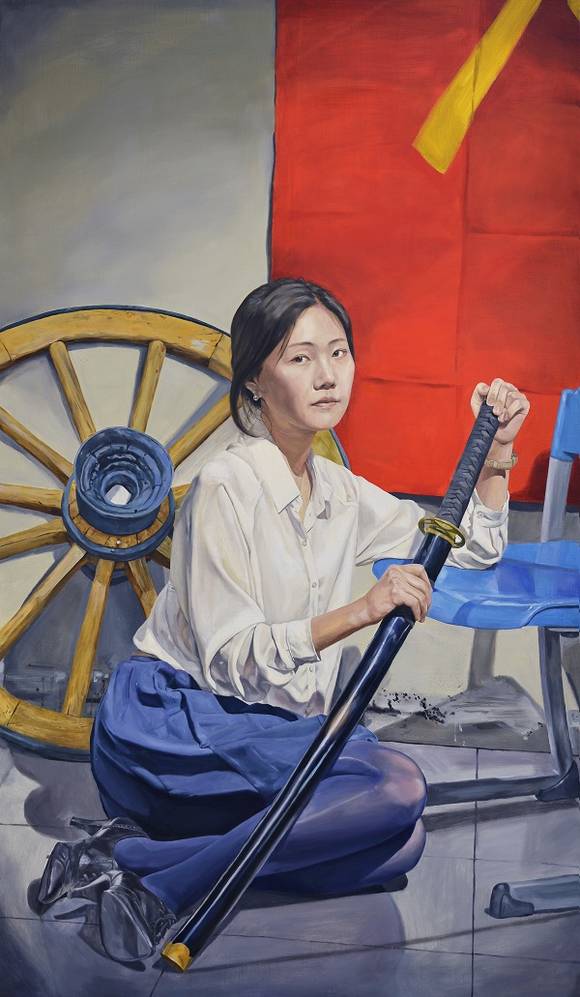 이희욱, '알렉산드리아의 카타리나(Martydom of Catharina)'. 193.9 x 130.3cm, 리넨에 유채. 2015~2016.