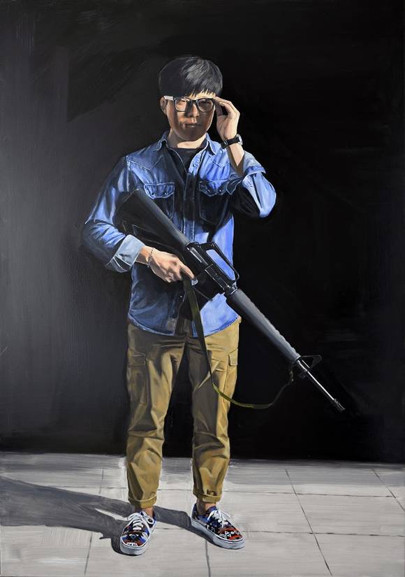 이희욱, 'vox populi, vox dei'.130.3 x 97cm, 캔버스에 유채. 2016.