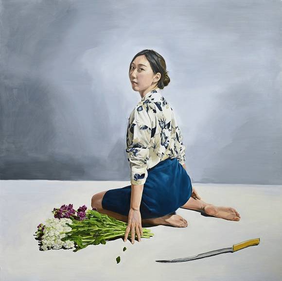 이희욱, '도로테아(martydom og dorothea)'. 130.3 x 130.3cm, 리넨에 유채. 2016.