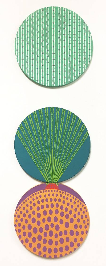 김푸르나, '경계없는 신체-4'. 캔버스에 아크릴, 40 × 40cm, 3부분. 2016.