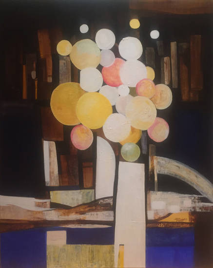 김태희, '고요한 밤'. 캔버스에 아크릴릭, 90.9 x 72.2cm.