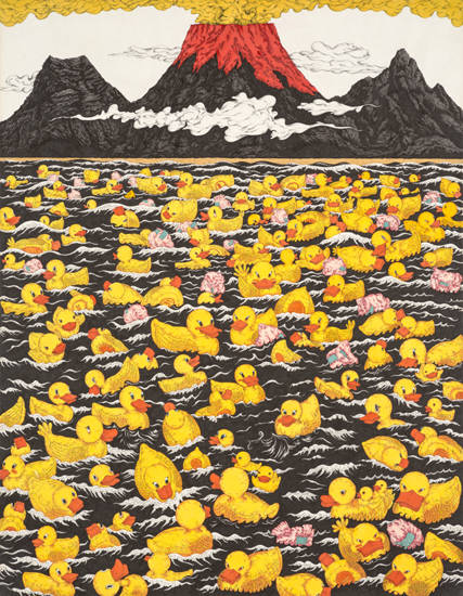 김태형, '우아한 육아'. 장지, 채색, 91 x 117cm. 2015.