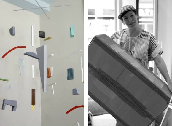 타르키아이넨(Tarkiainen), ‘어 타이포그래픽 월 러그 엑스(A Typographic Wall Rug X)’. 오른쪽은 작가 사진. (사진 = 갤러리 팩토리)