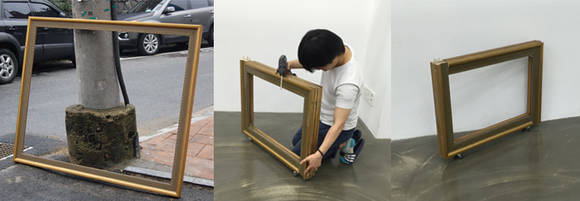 김다겸, '액자는 걸어요'. 수거된 액자, 75.4 x 53.4 x 15.5cm. 2011. (사진 = 김다겸 작가)