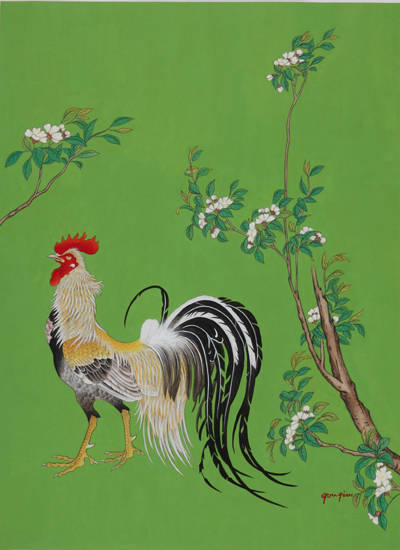 서공임, ‘걸음, 다시금 또 앞으로’. 한지에 수간분채, 50 x 70cm. 2016.