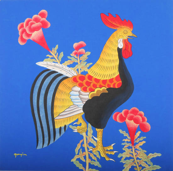 서공임, ‘영웅의 기상 1’. 한지에 수간분채, 60 x 60cm. 2016.