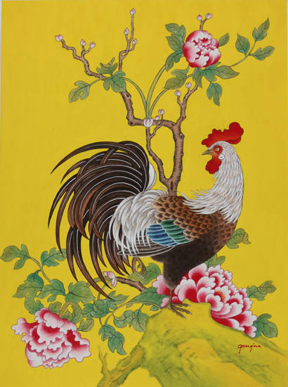 서공임, ‘어떤 시선에서는 빛이 나오고 1’. 한지에 수간분채, 50 x 70cm. 2016.