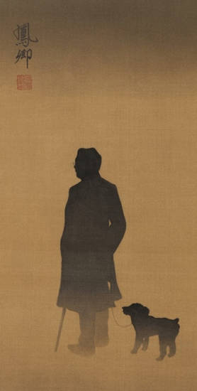 김봉경, '밤산책'. 비단에 수묵, 50.6 x 24.9cm. 2016.