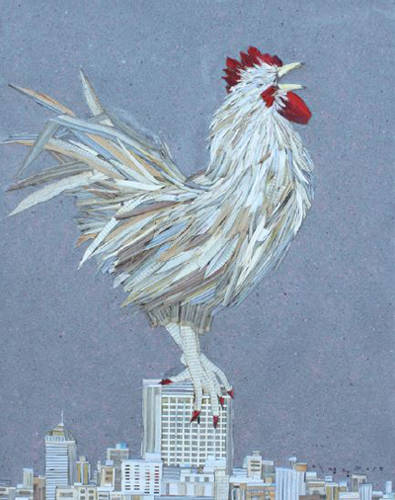 이정웅, '더 킹 콕(The king cock) - 01'. 책, 혼합재료, 90.9 x 72.7cm.