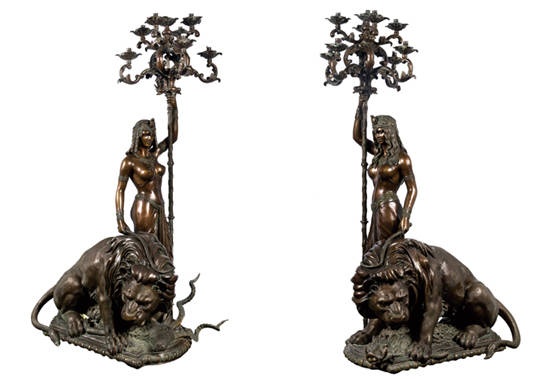 제5회 '블루나우: 데코레이티브 아트'에 출품된 '이집트 여인 & 사자상 조병'. 온라인 경매 역대 최다 응찰 기록을 세웠다.(사진=서울옥션)