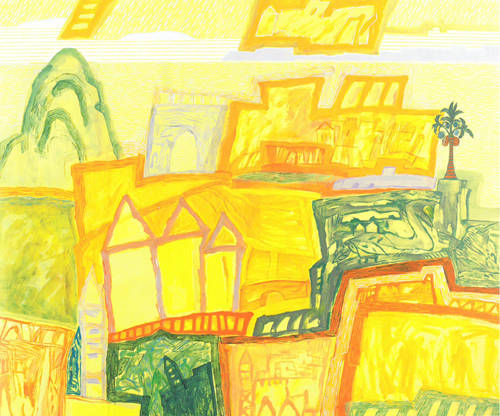 신종식, '노란도시(Yellow City)'. 캔버스에 아크릴릭, 182 x 227cm. 2013.