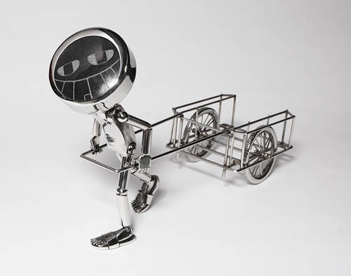 이명훈, '가리워진길 x 1440rpm'. 오석, 스테인리스 스틸, 700 x 370 x 320. 2017.