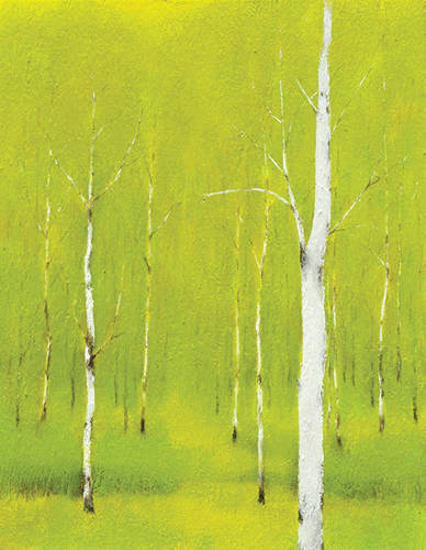 최석, '자작나무'. 캔버스에 아크릴릭, 40.9 x 53cm.