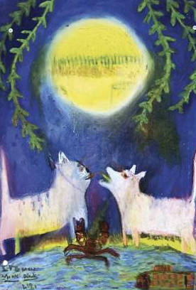 만욱, '더 문(The moon)'. 우드에 오일 파스텔, 53 x 45.5cm. 2017.