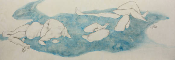 이시원, 무제. 219 × 75, 장지에 채색. 2017. (사진=갤러리 도스)