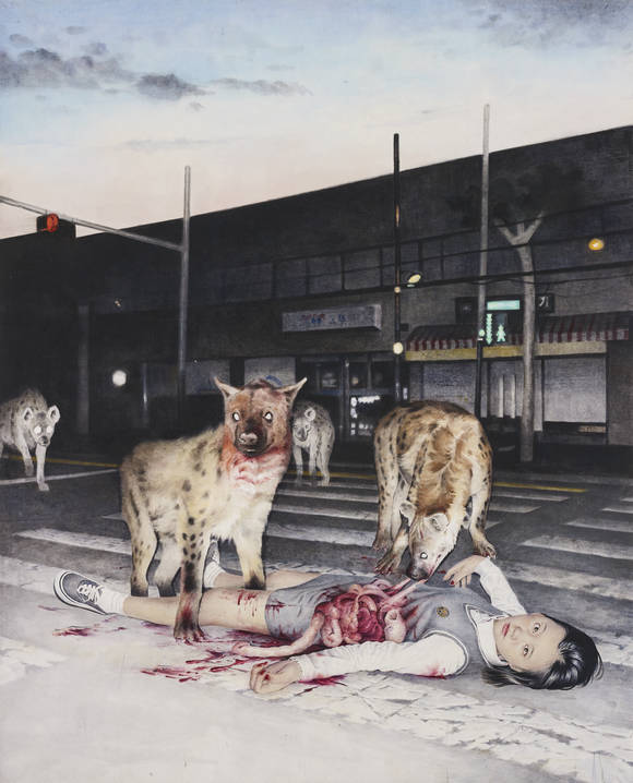 오세경, '8학년 여학생(8th Grade Girl). 한지 위에 아크릴릭, 162 × 130㎝. 2014. (사진=아트스페이스 휴)