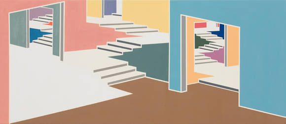 이지연, '그림 속에 그리다 #2'. 캔버스에 아크릴릭, 33 x 77cm. 2016.