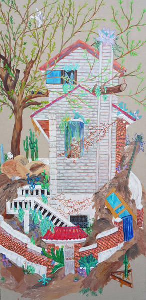 김한울, ‘181-423번지’. 캔버스에 흙, 아크릴채색, 145.5 x 97cm. 2016.