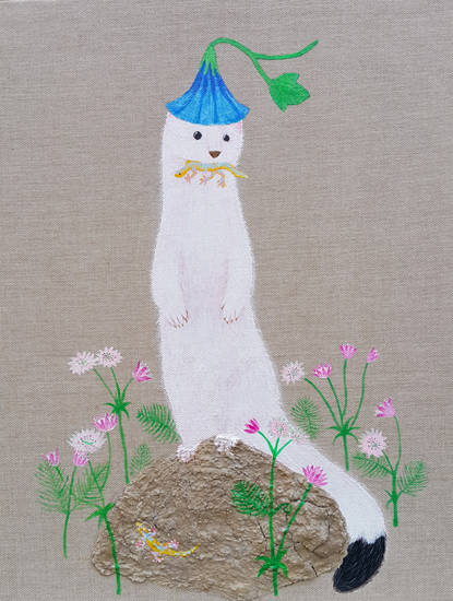 김한울, ‘도마뱀을 잡자’. 캔버스에 흙, 아크릴채색, 34.8 x 27.3cm. 2016.