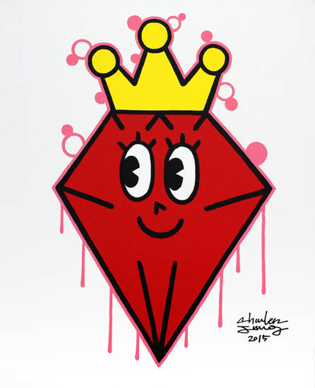 찰스장, '2015_0011_해피 다이아몬드 걸(HappyDiamond Girl)'. 캔버스에 아크릴릭, 80.3 x 65.2cm. 2015.